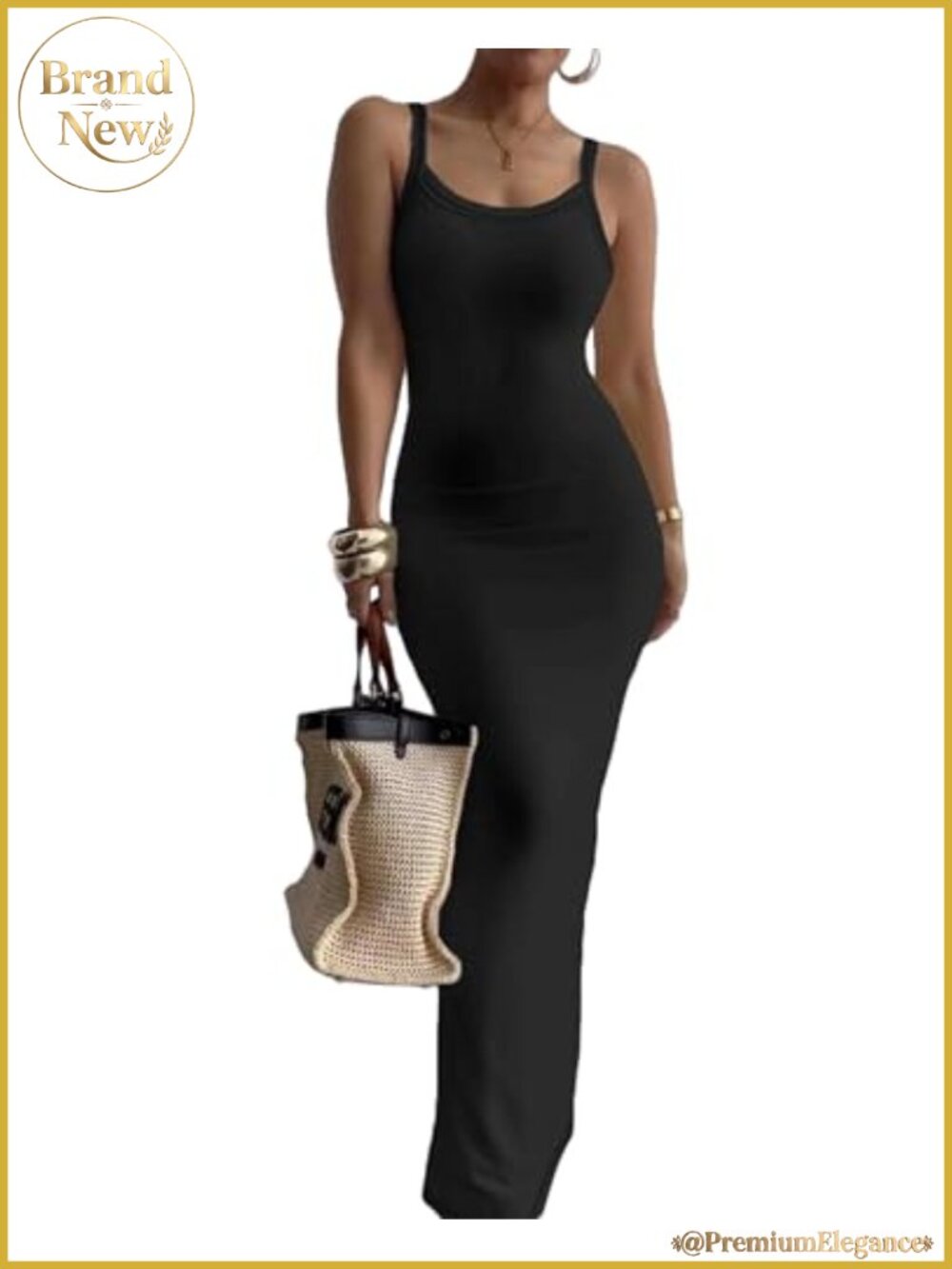 Sleeveless Strap Bodycon Maxi Dress Women Slim Sundress